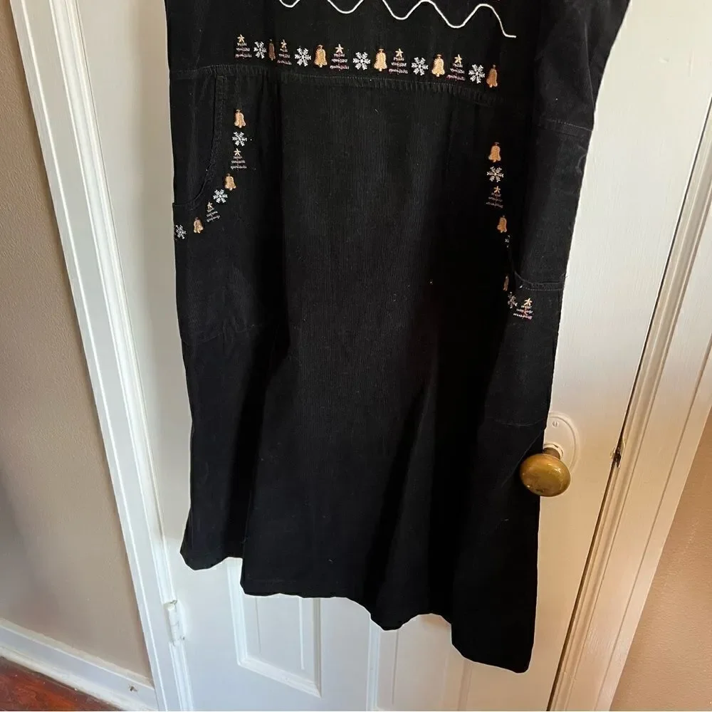 Christopher & Banks Vintage Black Winter Overall Dress 8